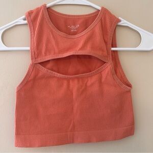 Urban Outfitters Coral Ribbed Top